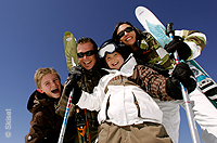 Family holiday children ski holiday ski trip